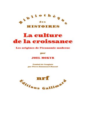 cover image of La culture de la croissance. Les origines de l'économie moderne